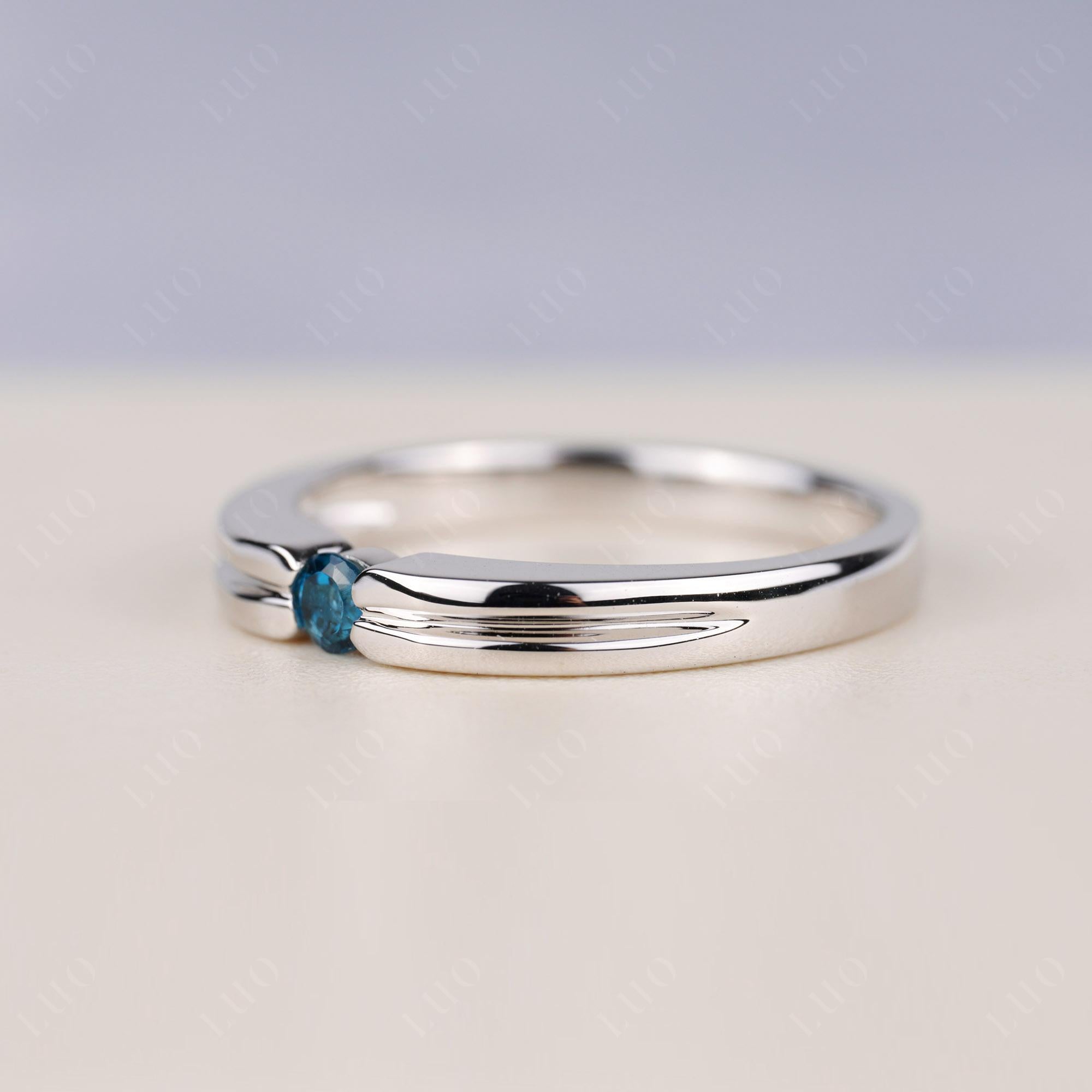 London Blue Topaz Solitaire Band Ring - LUO Jewelry 