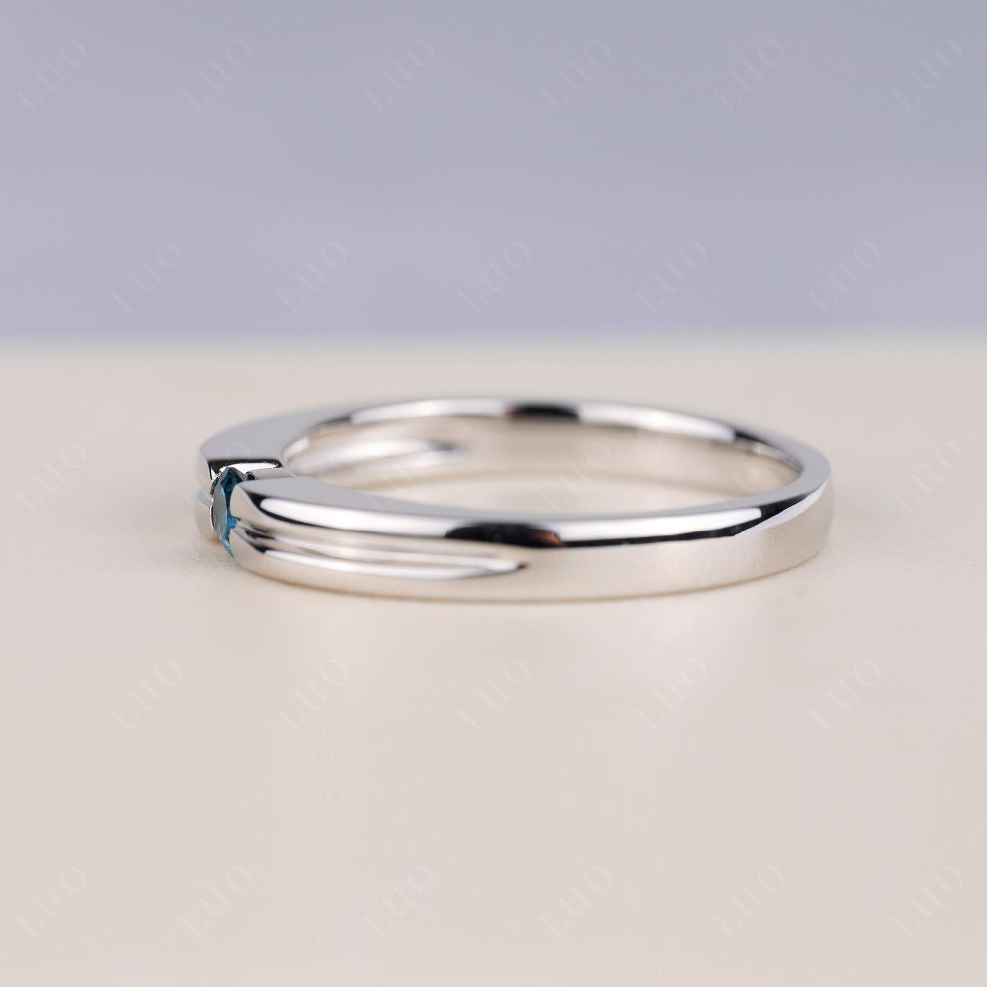 London Blue Topaz Solitaire Band Ring - LUO Jewelry 