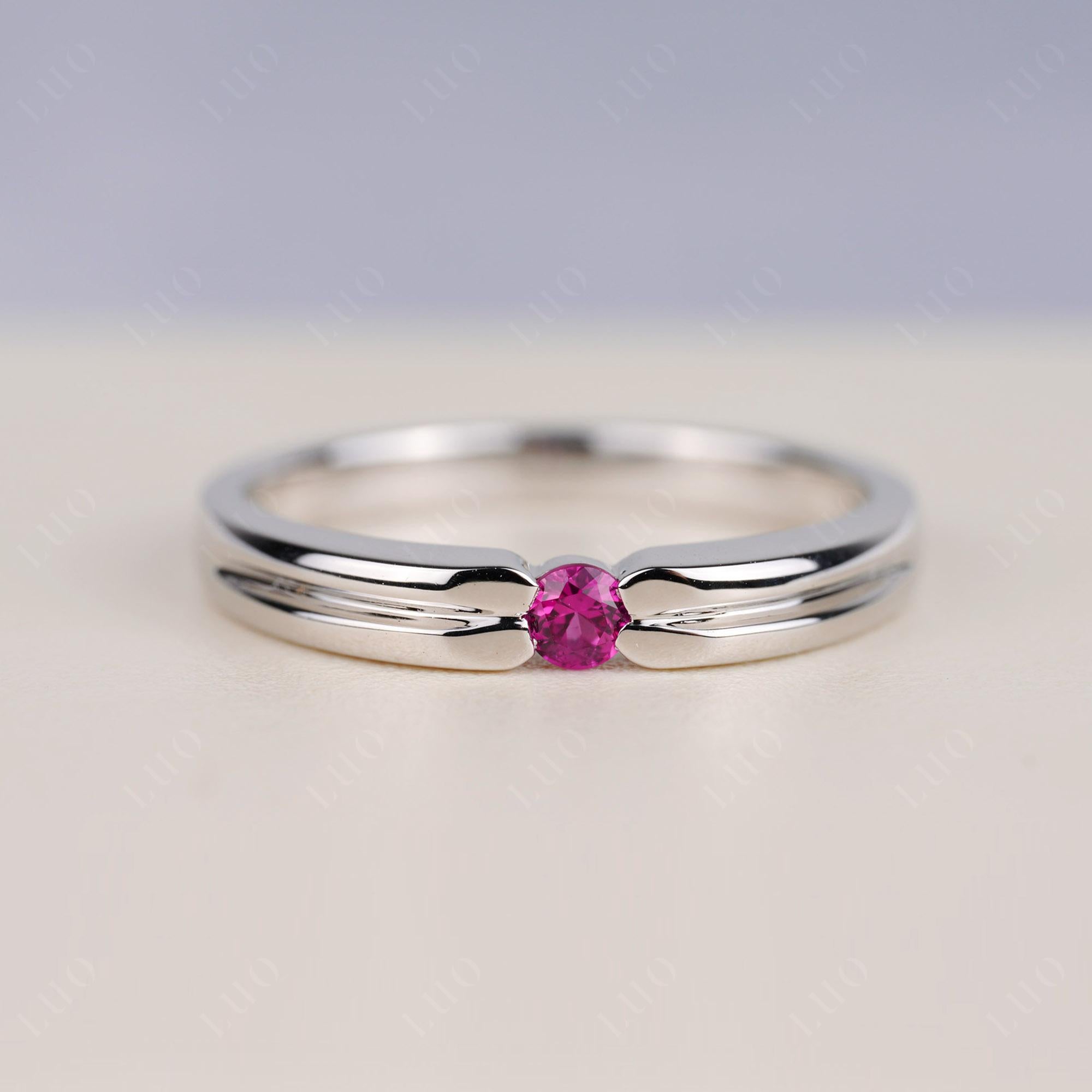 Ruby Solitaire Band Ring - LUO Jewelry 