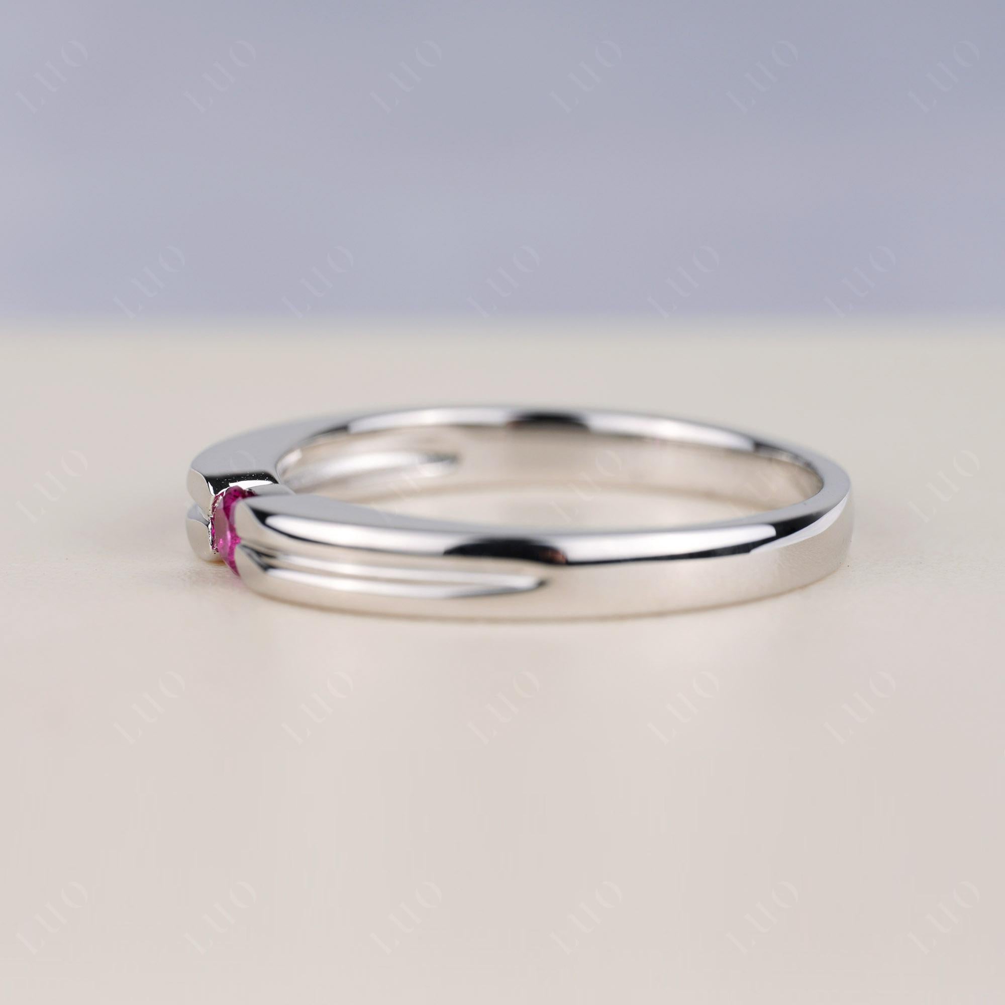 Ruby Solitaire Band Ring - LUO Jewelry 