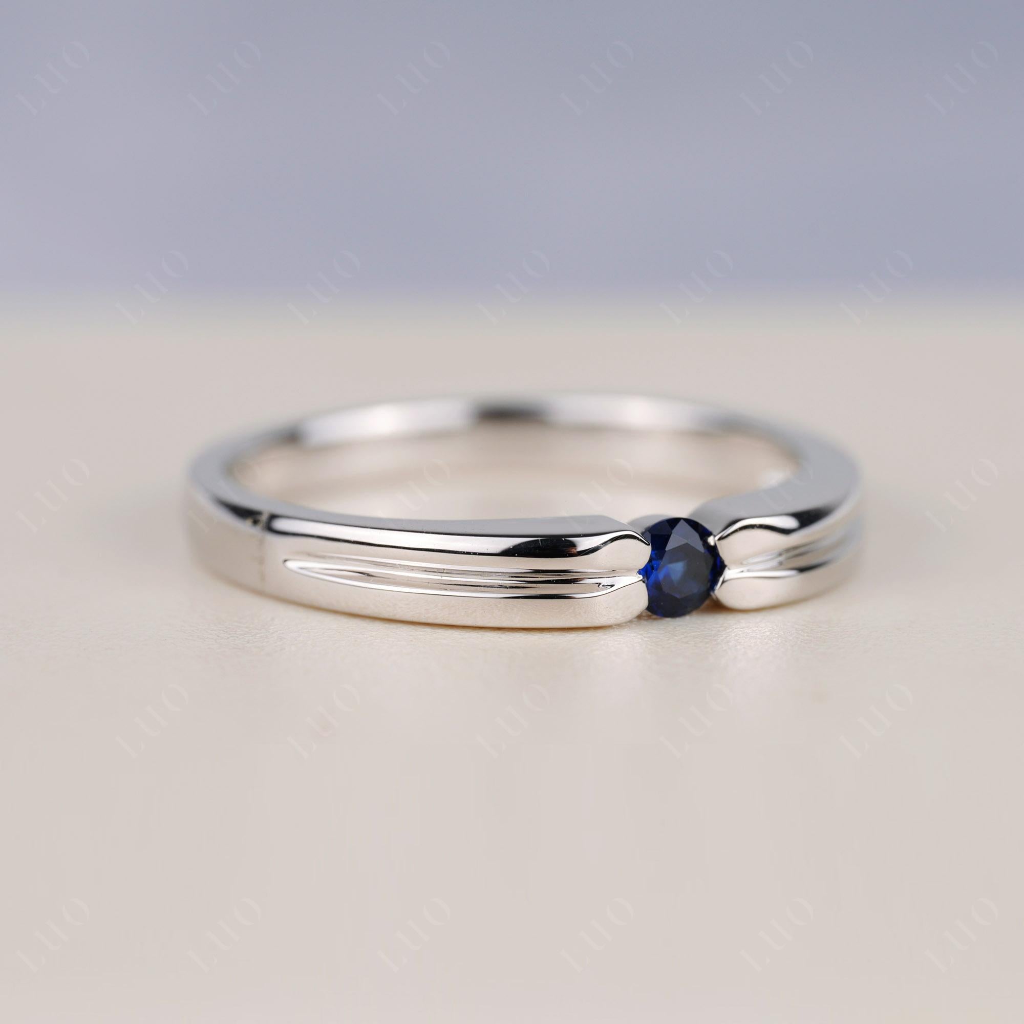 Sapphire Solitaire Band Ring - LUO Jewelry 