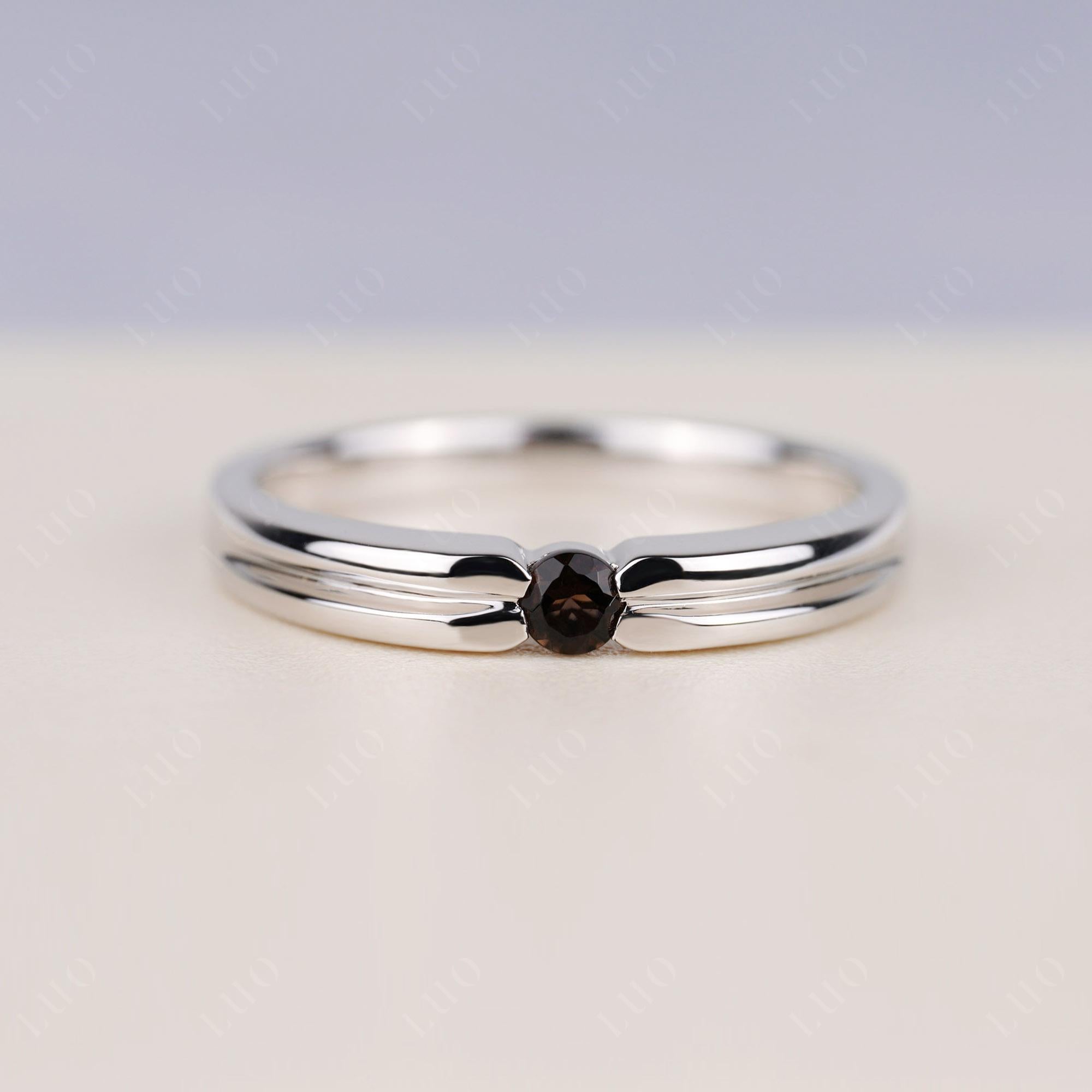 Smoky Quartz Solitaire Band Ring - LUO Jewelry 