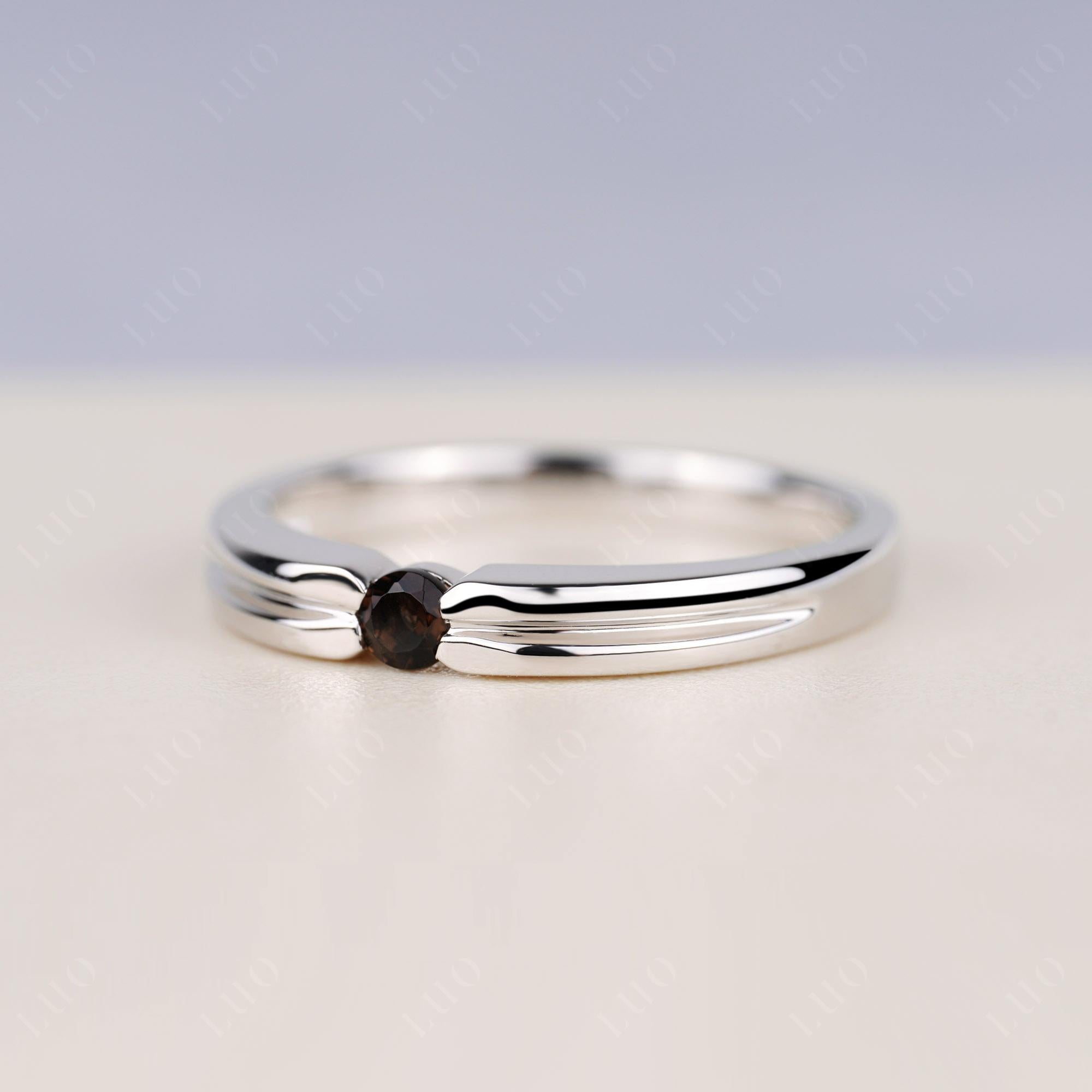 Smoky Quartz Solitaire Band Ring - LUO Jewelry 