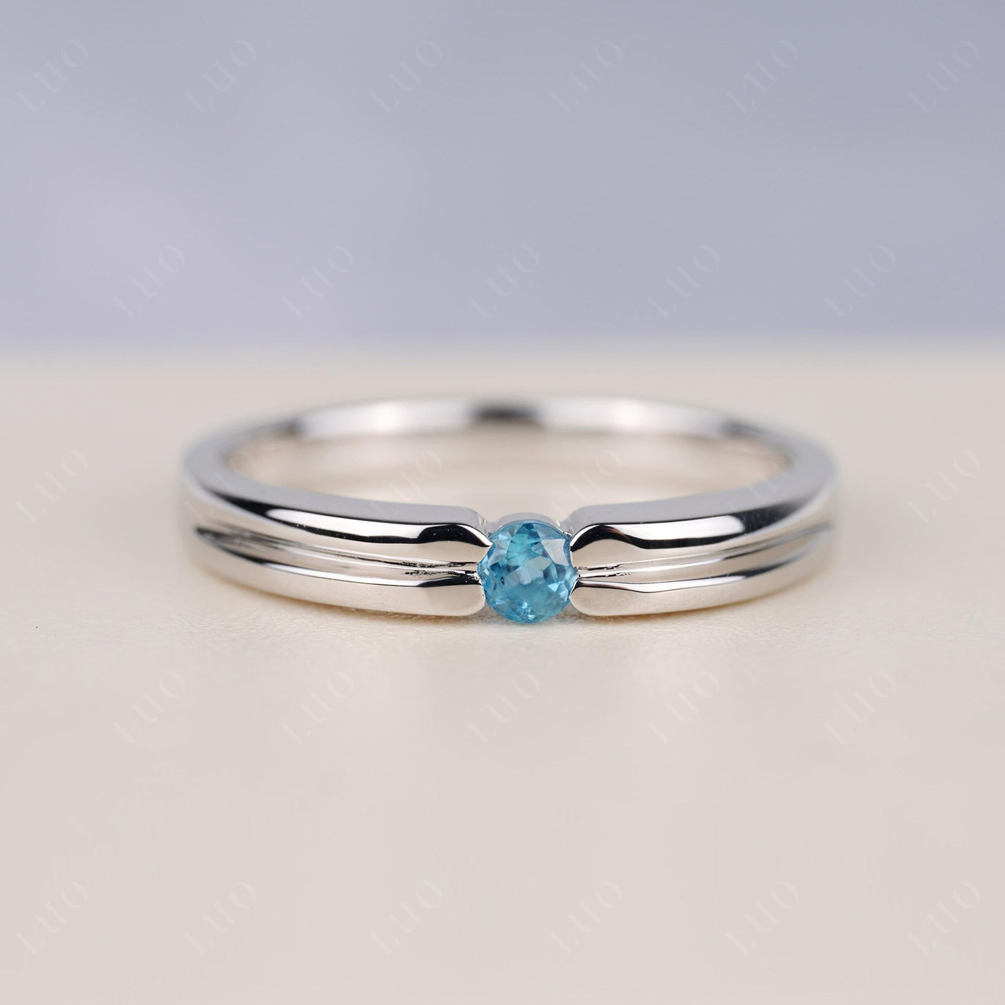 Swiss Blue Topaz Solitaire Band Ring - LUO Jewelry 