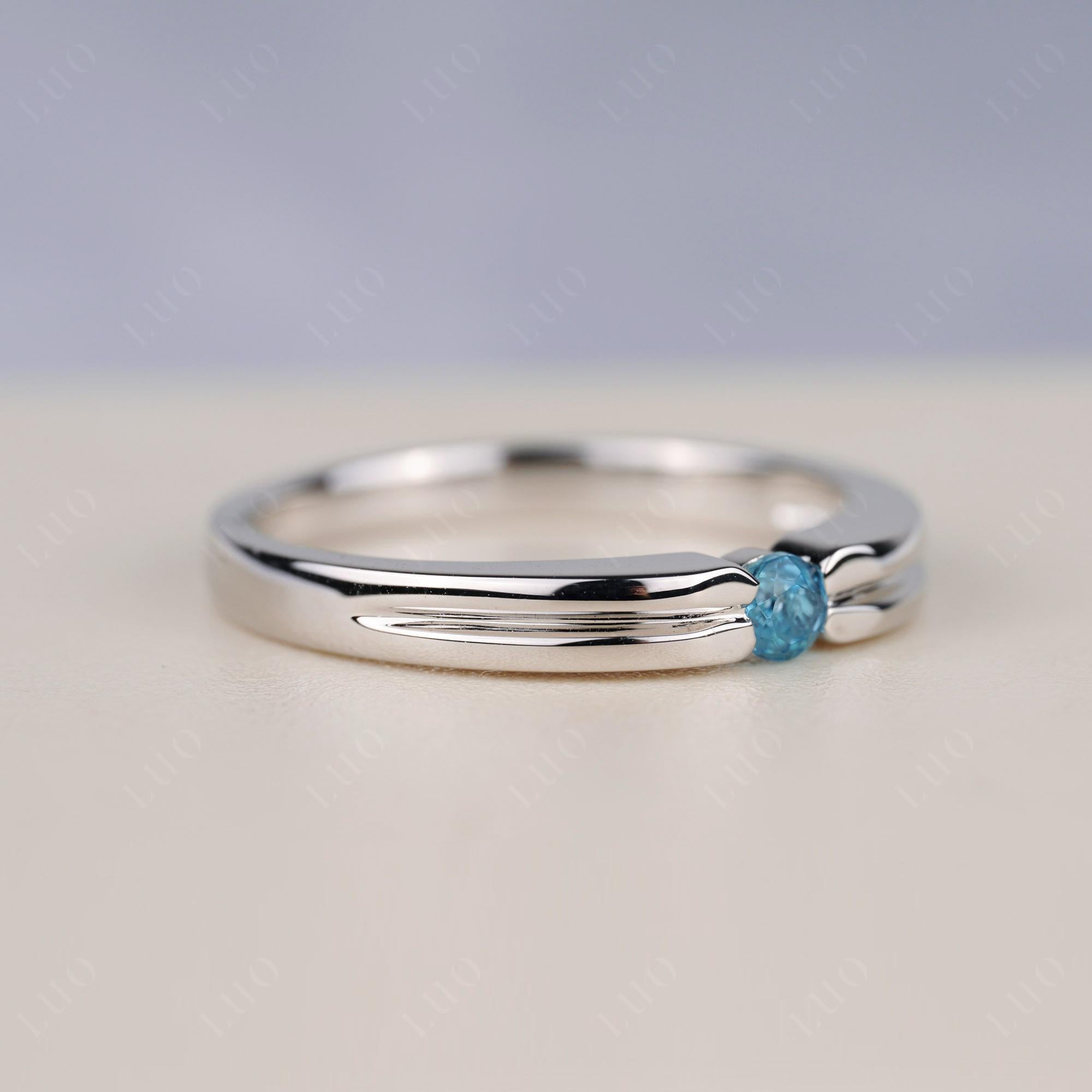 Swiss Blue Topaz Solitaire Band Ring - LUO Jewelry 