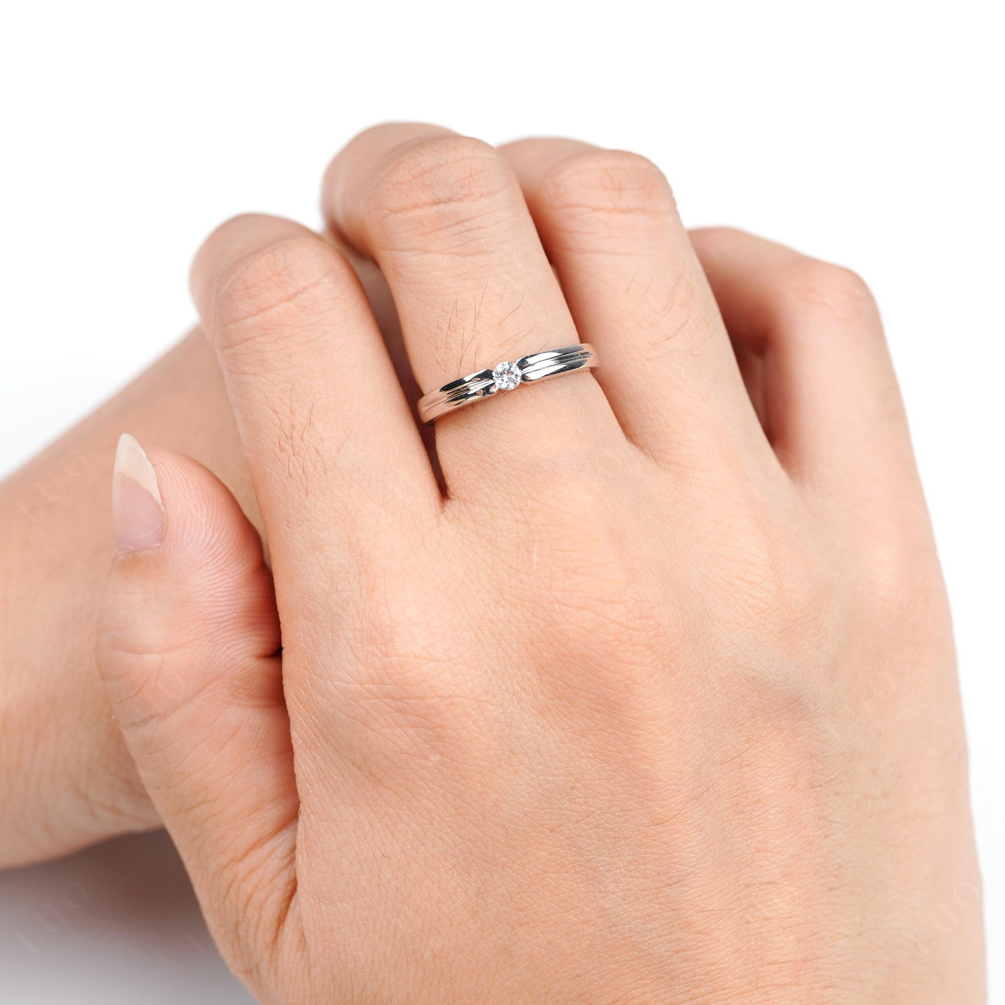 White Topaz Solitaire Band Ring - LUO Jewelry 