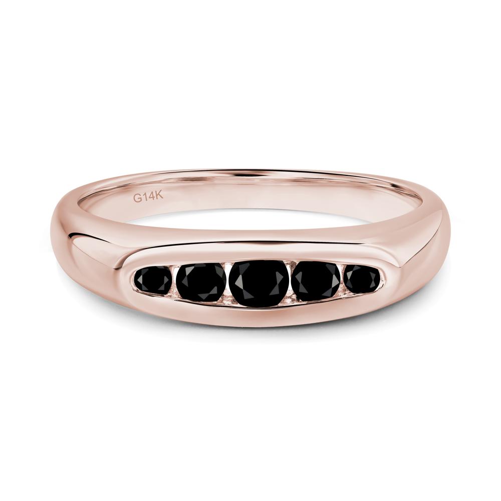 Black Spinel Channel Set Wedding Band Ring - LUO Jewelry #metal_14k rose gold