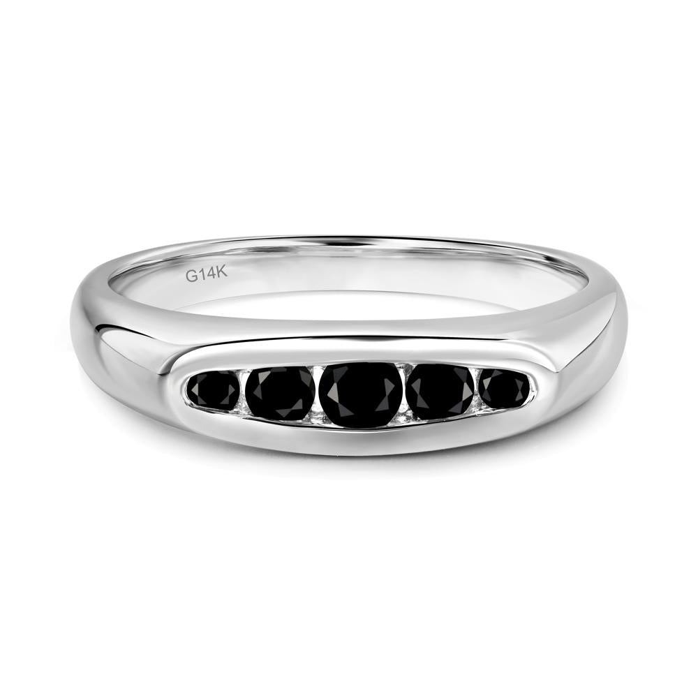 Black Spinel Channel Set Wedding Band Ring - LUO Jewelry #metal_14k white gold