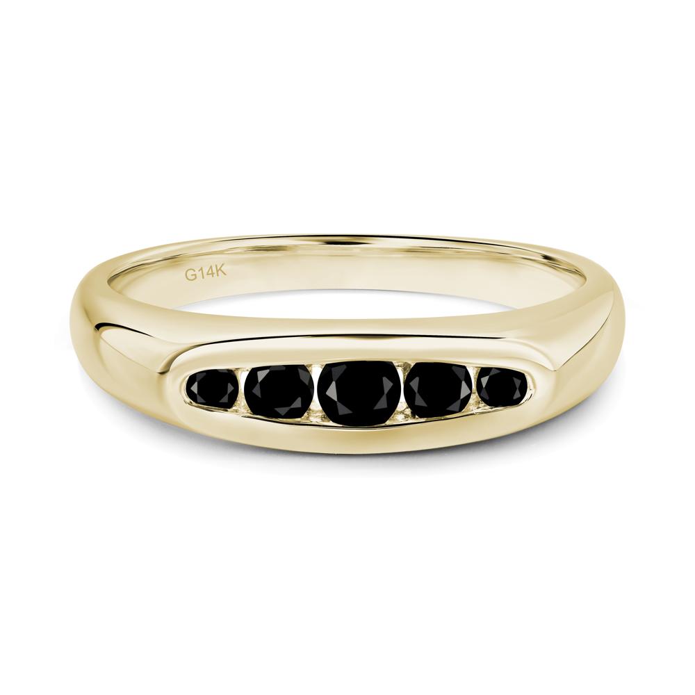 Black Spinel Channel Set Wedding Band Ring - LUO Jewelry #metal_14k yellow gold