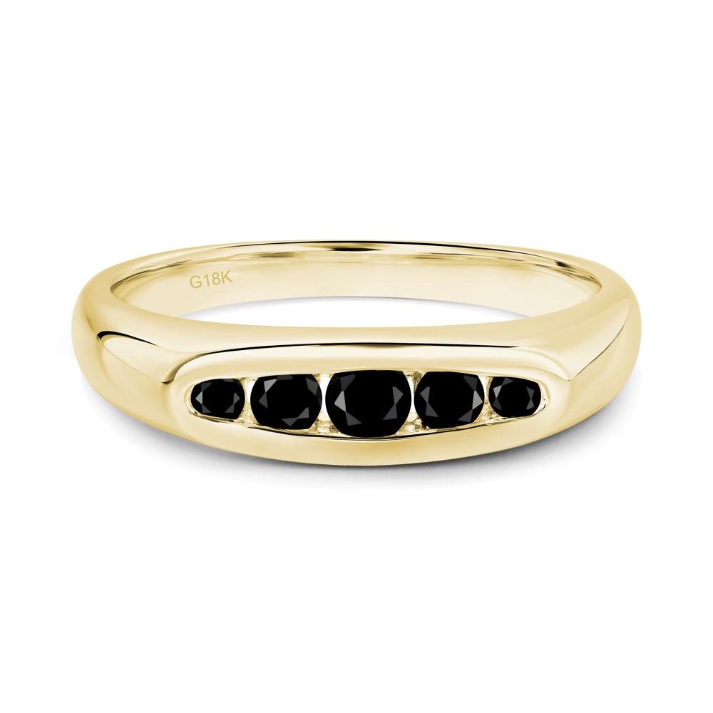 Black Spinel Channel Set Wedding Band Ring - LUO Jewelry #metal_18k yellow gold