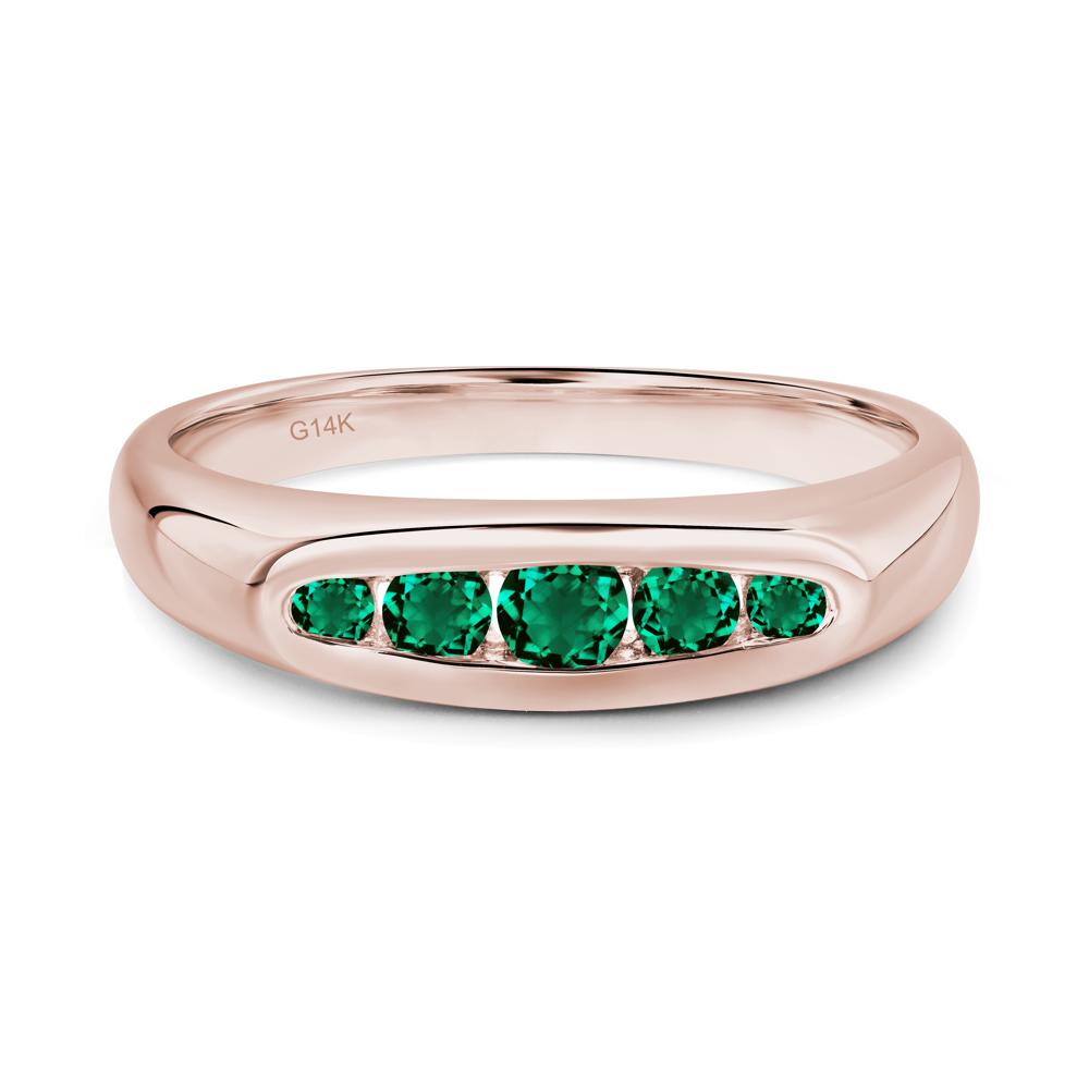 Emerald Channel Set Wedding Band Ring - LUO Jewelry #metal_14k rose gold