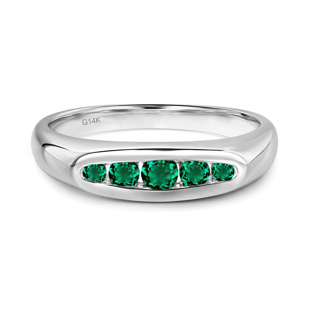 Emerald Channel Set Wedding Band Ring - LUO Jewelry #metal_14k white gold