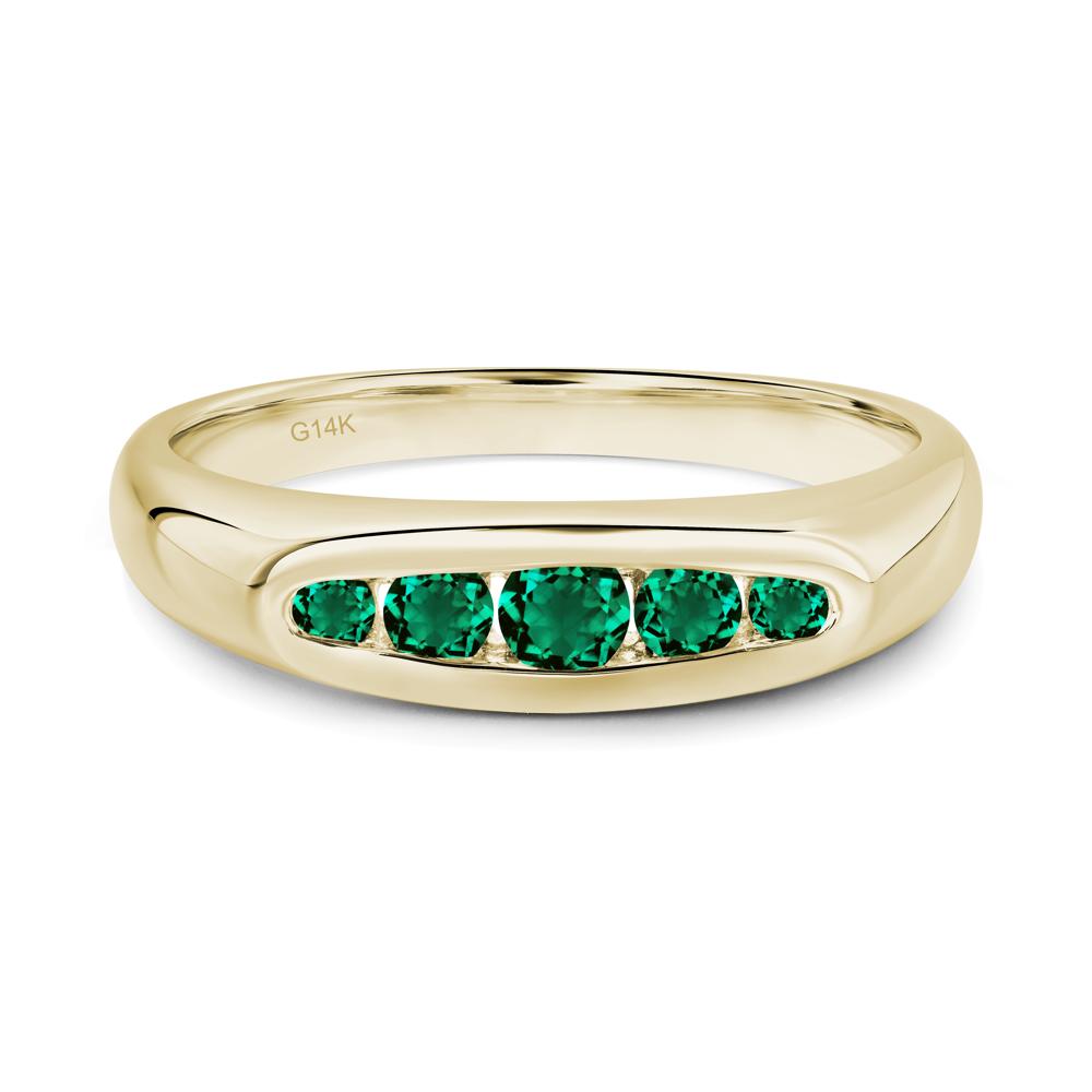 Emerald Channel Set Wedding Band Ring - LUO Jewelry #metal_14k yellow gold