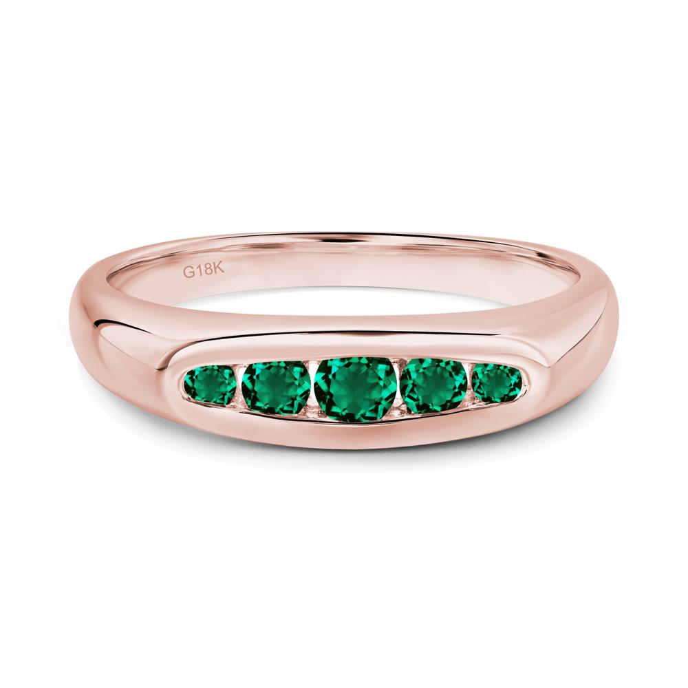 Emerald Channel Set Wedding Band Ring - LUO Jewelry #metal_18k rose gold