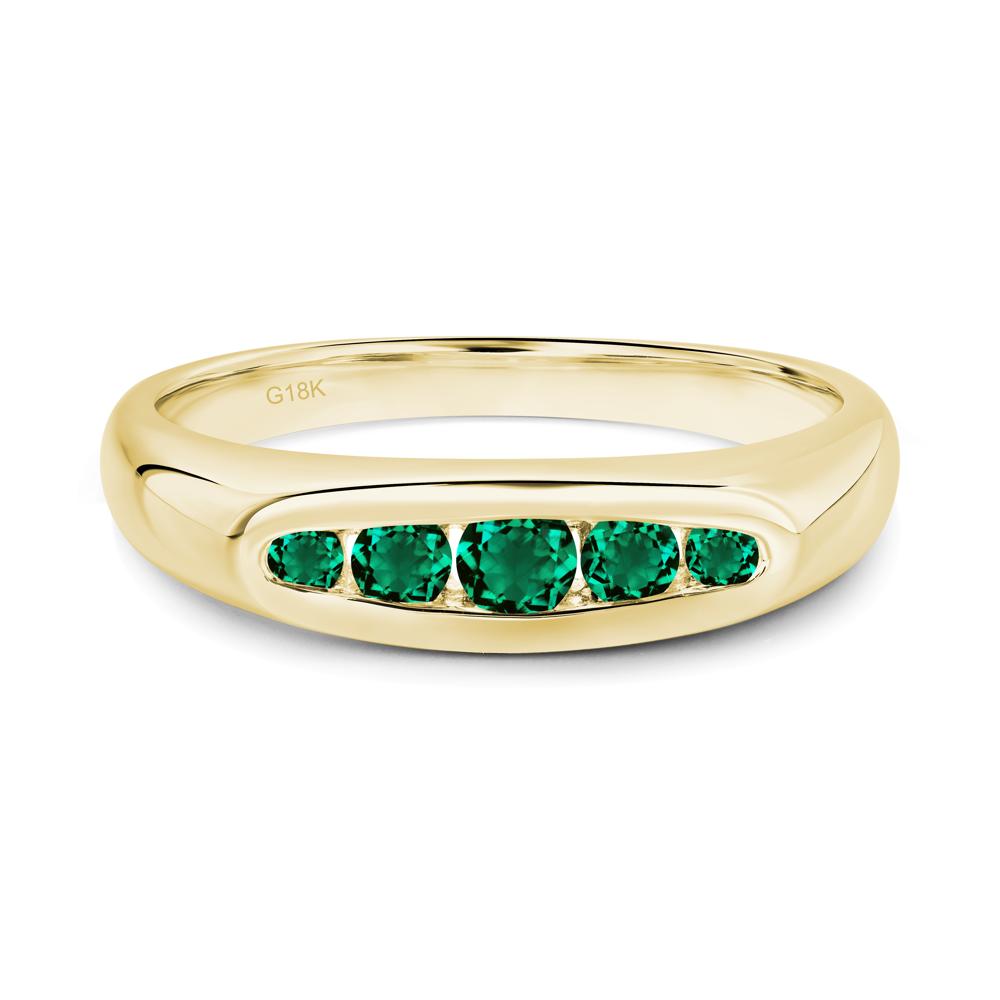 Emerald Channel Set Wedding Band Ring - LUO Jewelry #metal_18k yellow gold