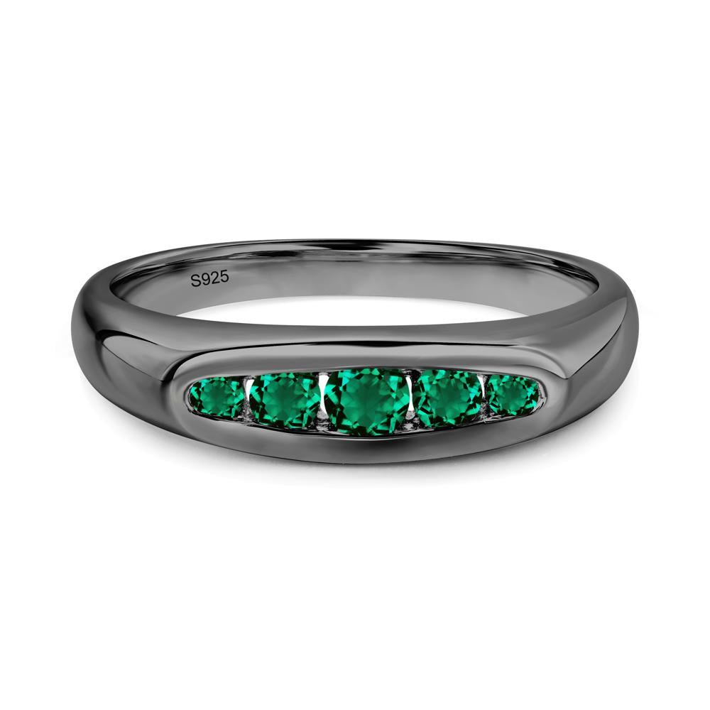 Emerald Channel Set Wedding Band Ring - LUO Jewelry #metal_black finish sterling silver