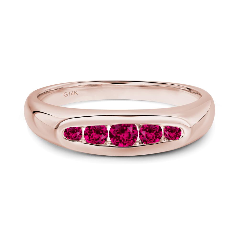 Sleek Ruby Channel Band Ring - LUO Jewelry #metal_14k rose gold