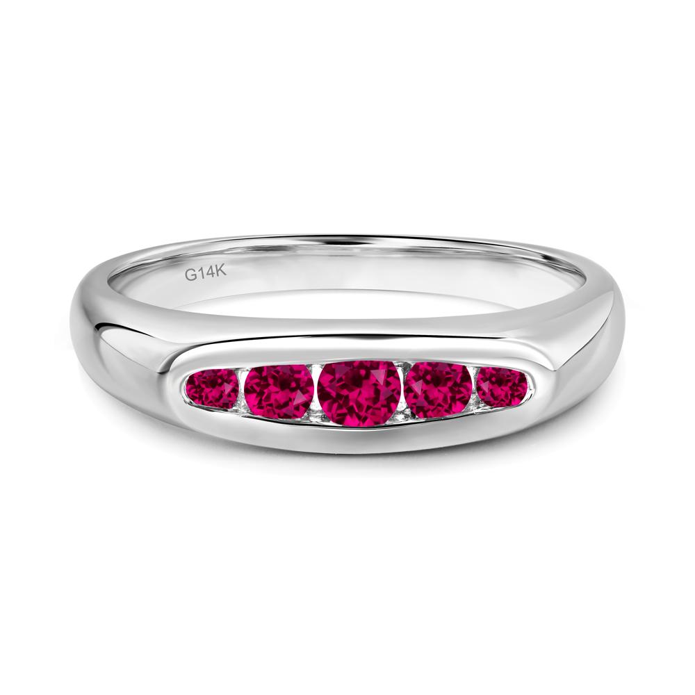 Sleek Ruby Channel Band Ring - LUO Jewelry #metal_14k white gold