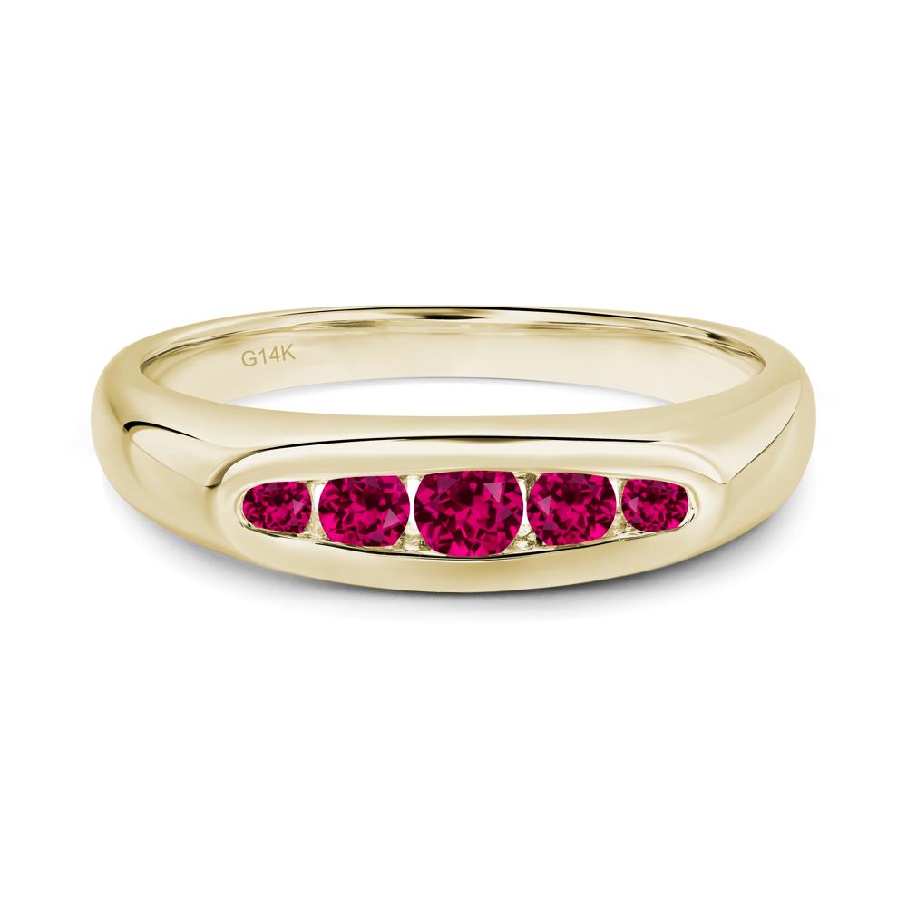 Sleek Ruby Channel Band Ring - LUO Jewelry #metal_14k yellow gold