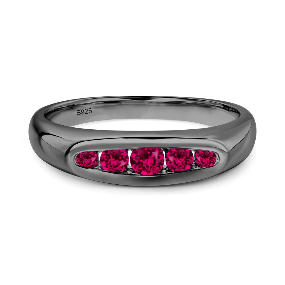 Sleek Ruby Channel Band Ring - LUO Jewelry #metal_black finish sterling silver