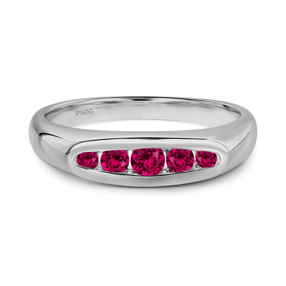 Sleek Ruby Channel Band Ring - LUO Jewelry #metal_platinum