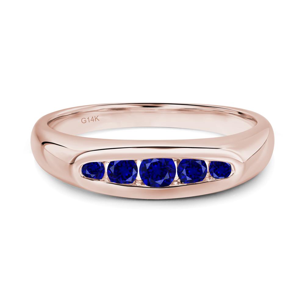 Sleek Sapphire Channel Band Ring - LUO Jewelry #metal_14k rose gold