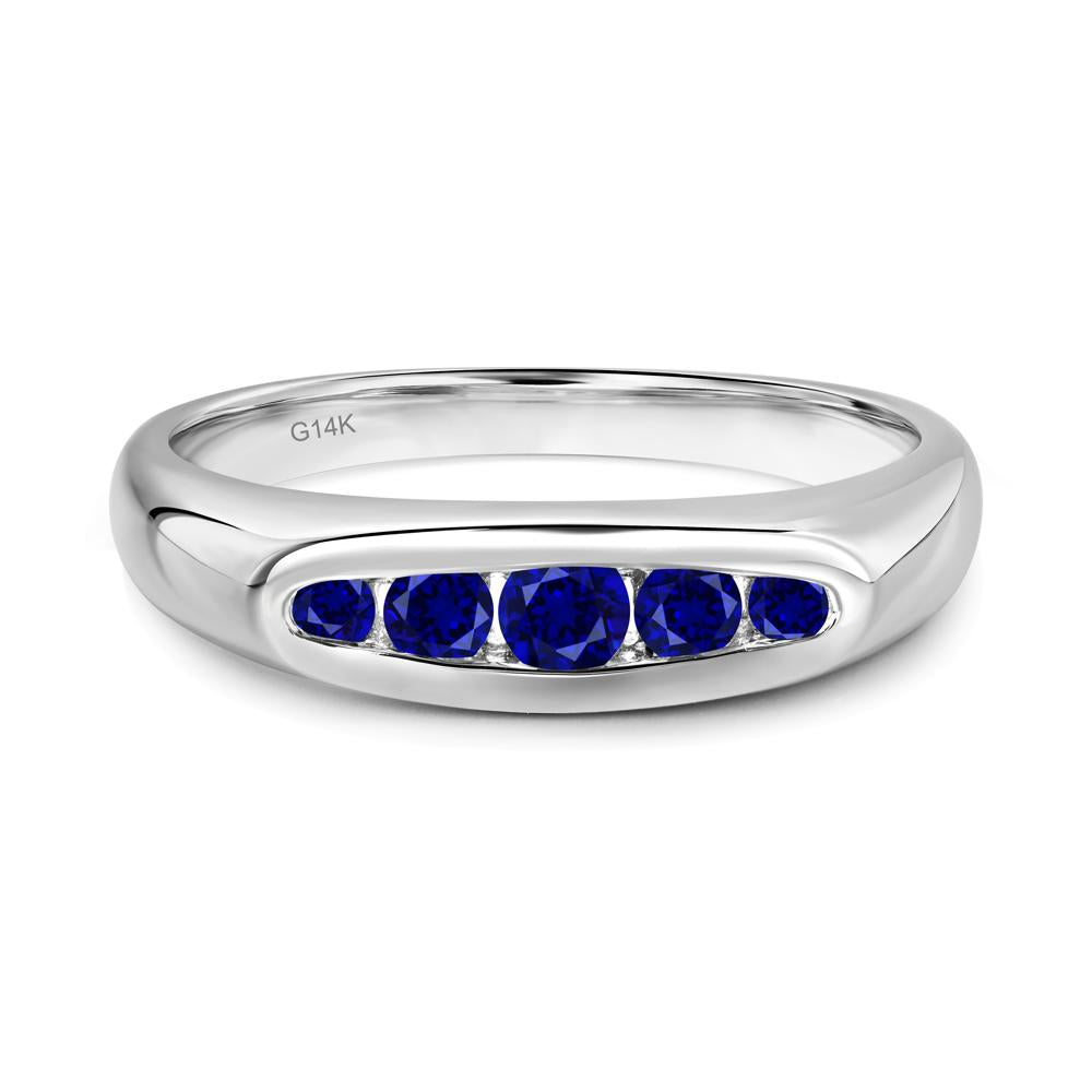 Sleek Sapphire Channel Band Ring - LUO Jewelry #metal_14k white gold