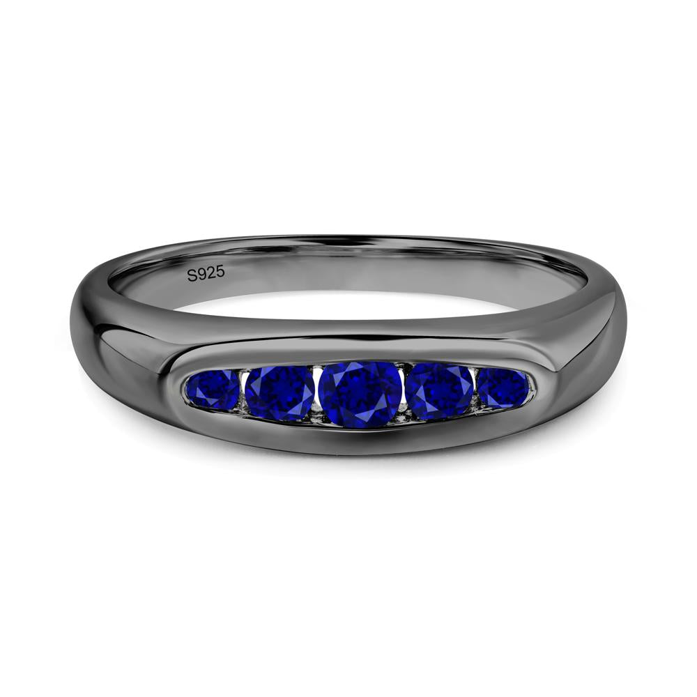 Sleek Sapphire Channel Band Ring - LUO Jewelry #metal_black finish sterling silver