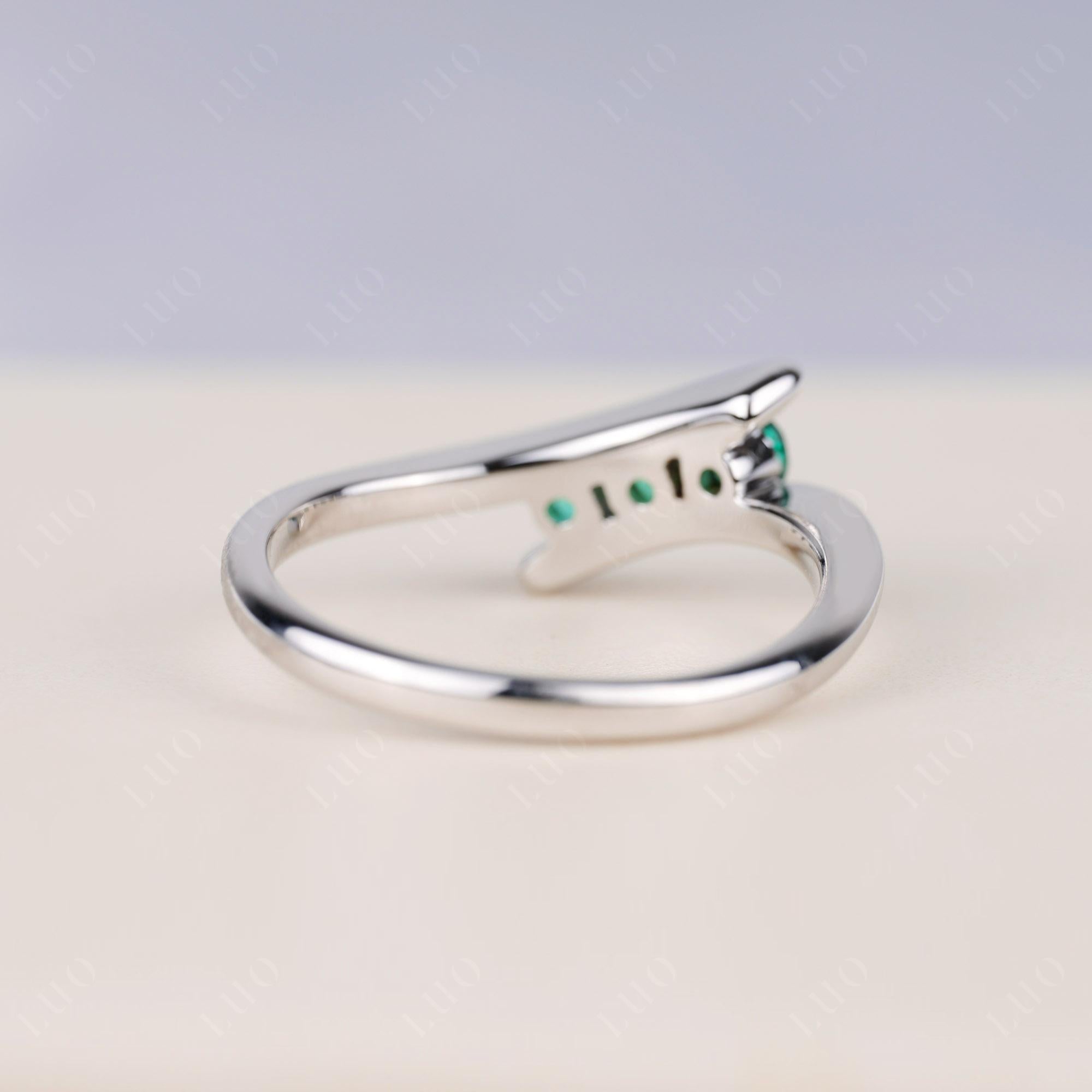 3 Stone Emerald Bypass Ring - LUO Jewelry 