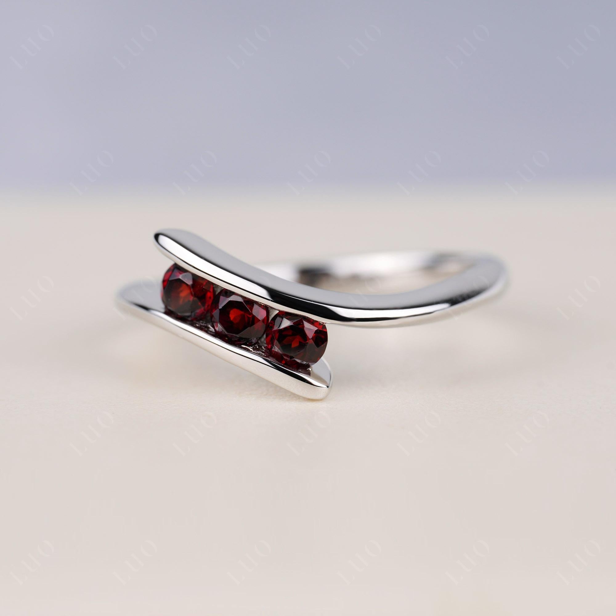 3 Stone Garnet Bypass Ring - LUO Jewelry 