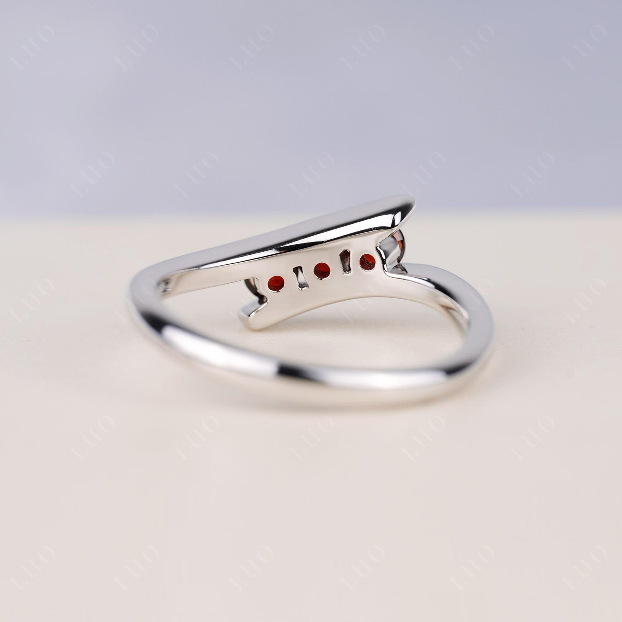 3 Stone Garnet Bypass Ring - LUO Jewelry 