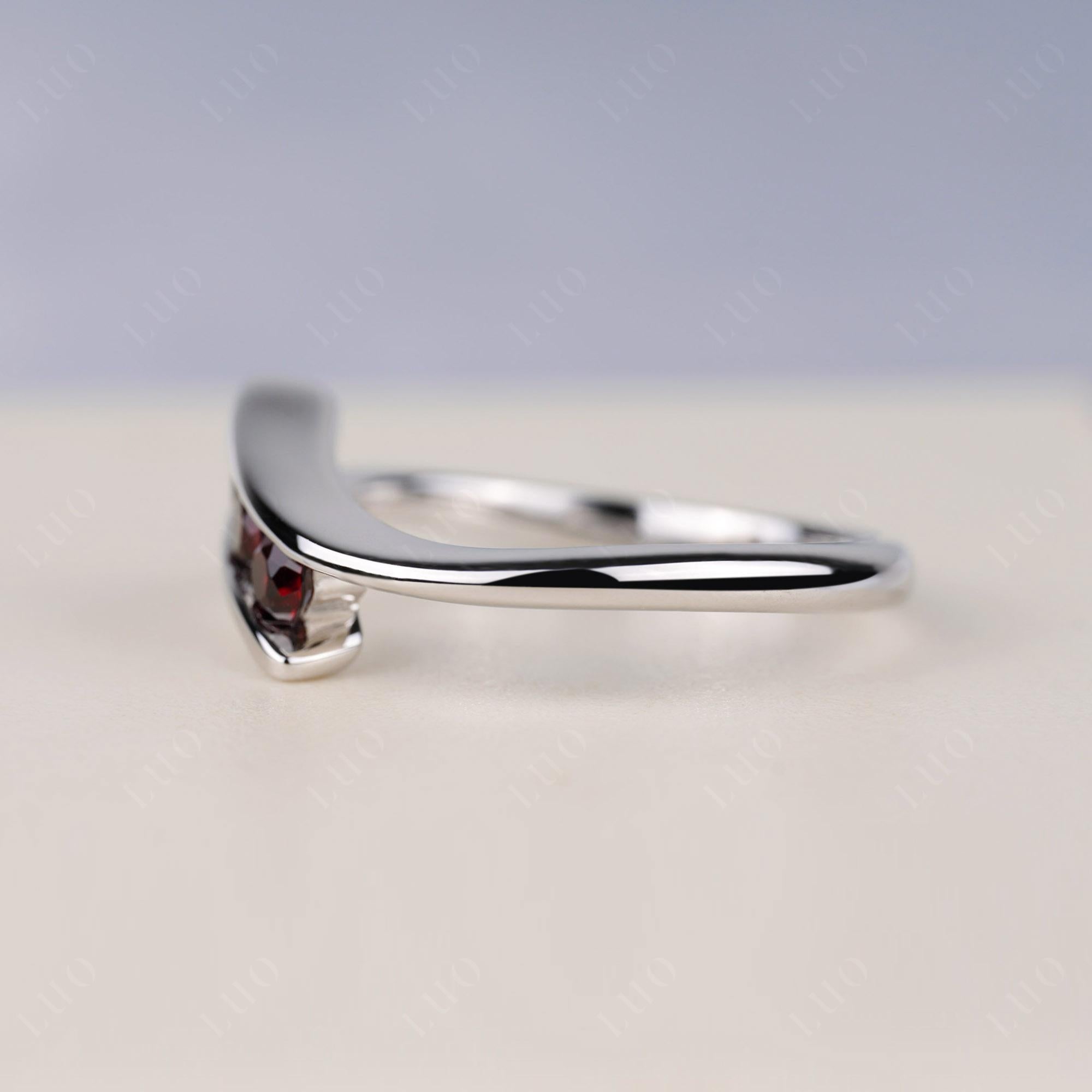 3 Stone Garnet Bypass Ring - LUO Jewelry 