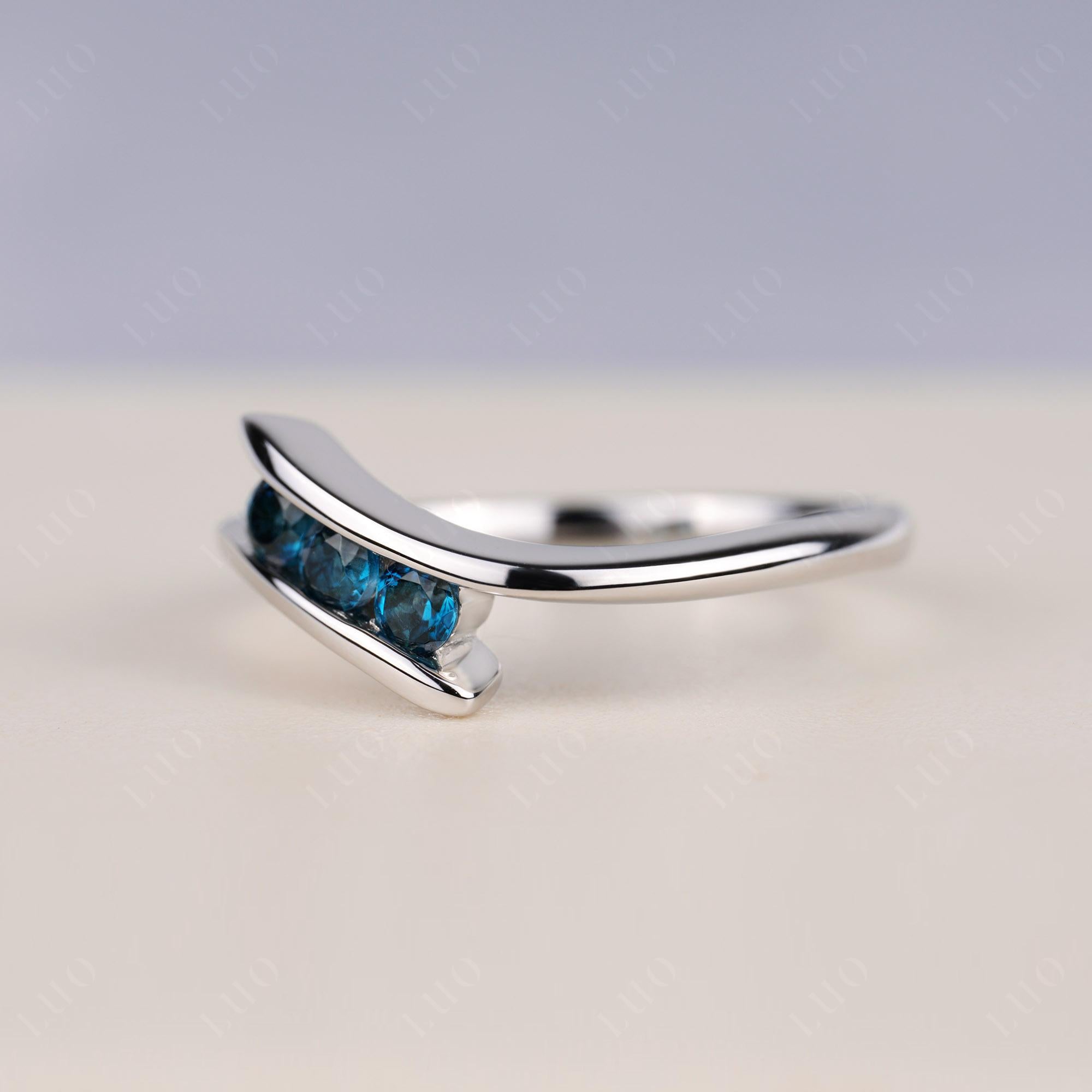 3 Stone London Blue Topaz Bypass Ring - LUO Jewelry 