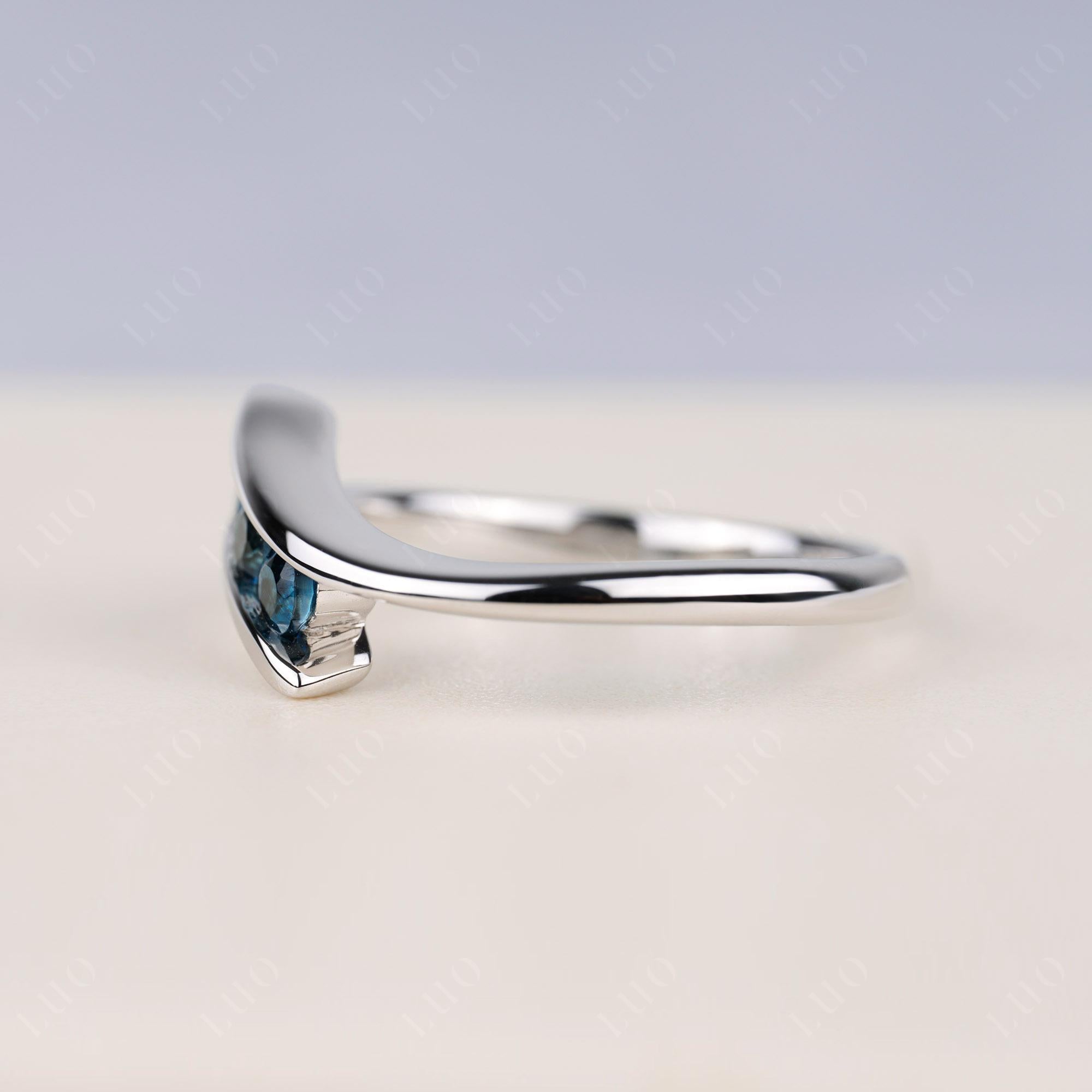 3 Stone London Blue Topaz Bypass Ring - LUO Jewelry 