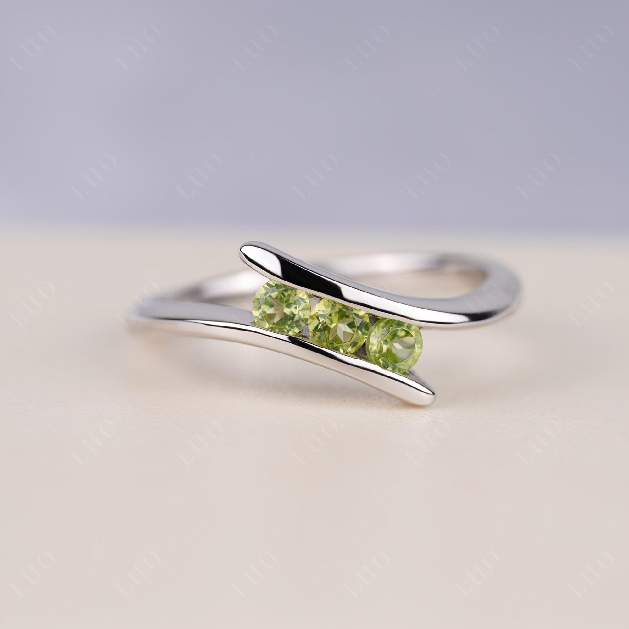 3 Stone Peridot Bypass Ring - LUO Jewelry 