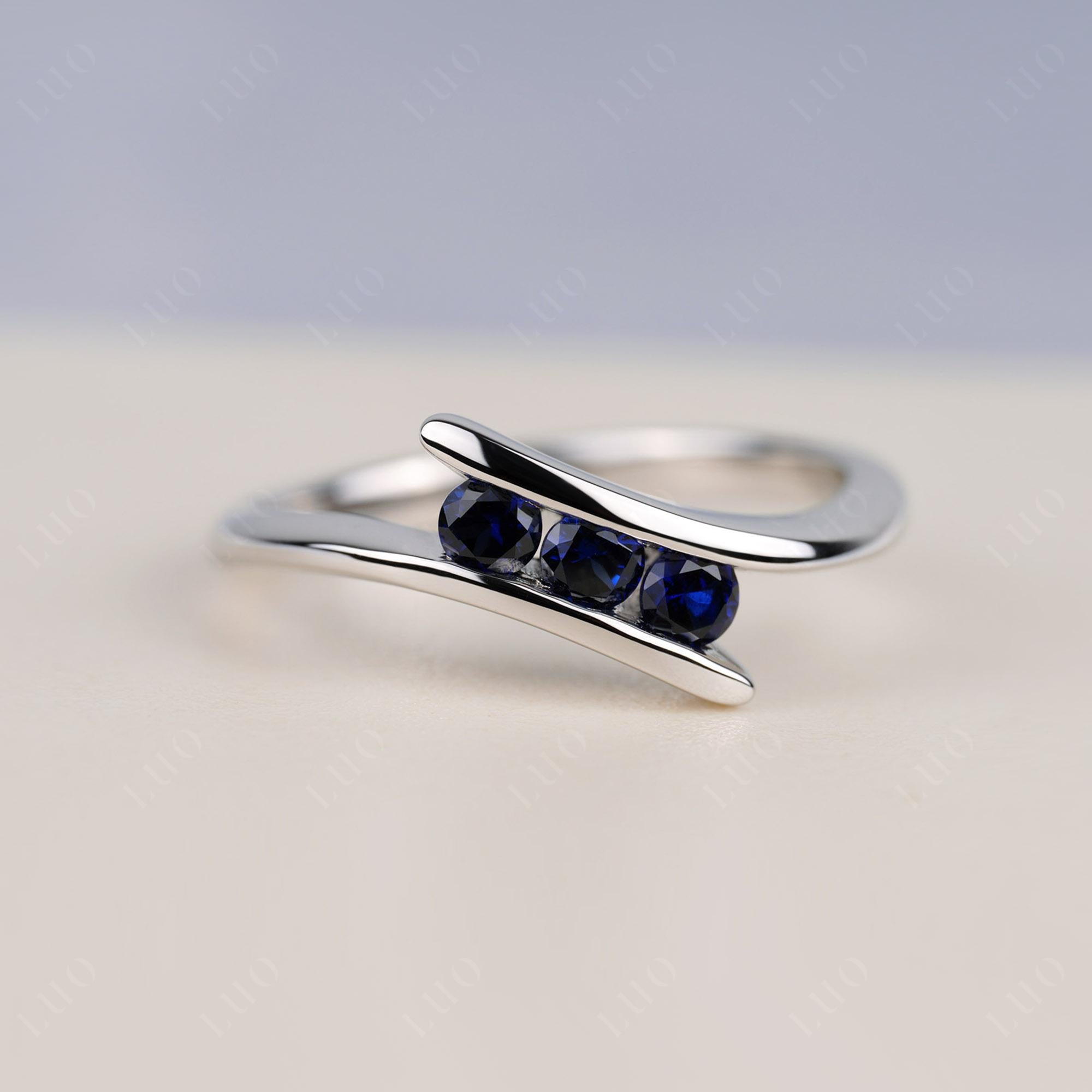 3 Stone Sapphire Bypass Ring - LUO Jewelry 