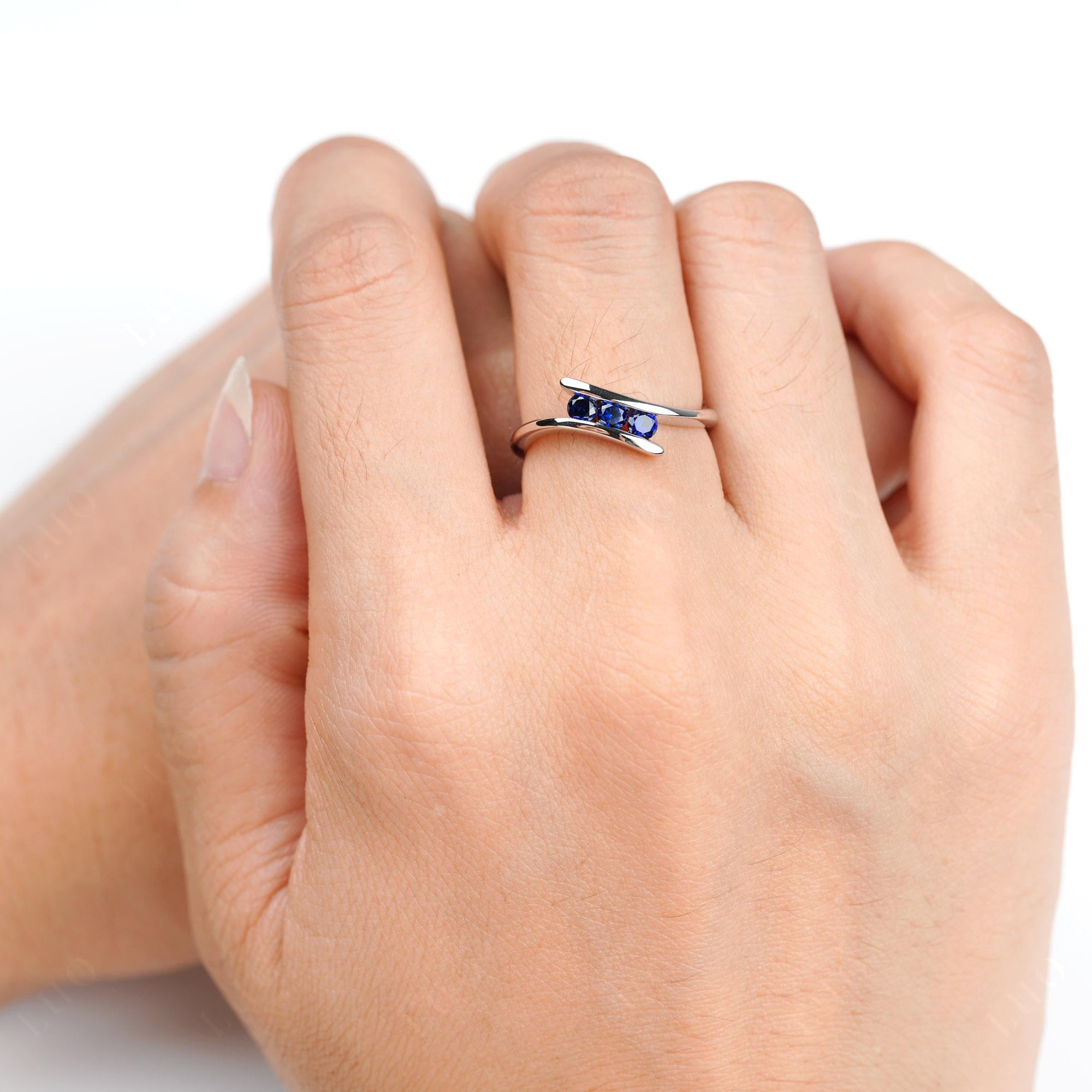 3 Stone Sapphire Bypass Ring - LUO Jewelry 