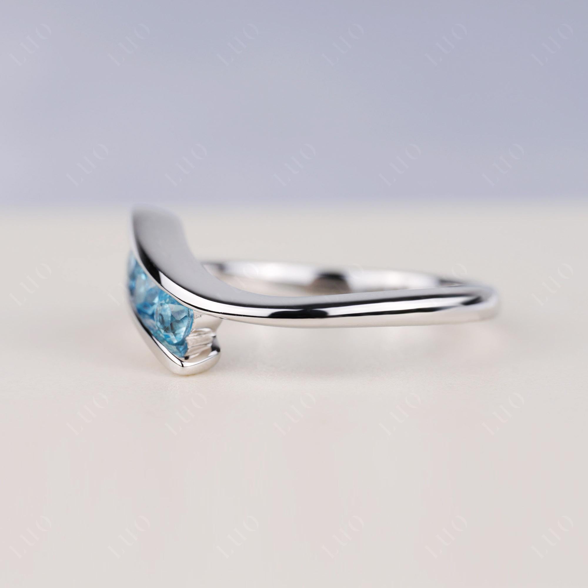 3 Stone Swiss Blue Topaz Bypass Ring - LUO Jewelry 