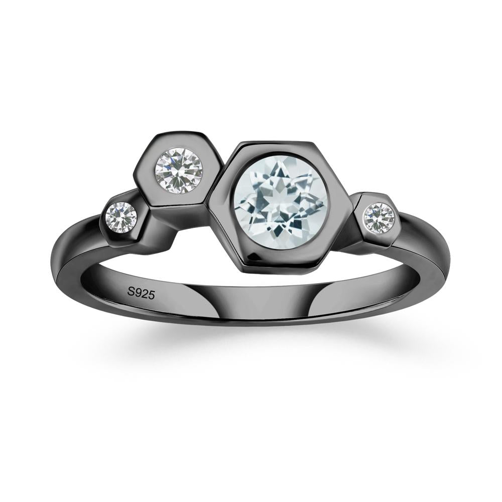 Unique Aquamarine Constellation Ring - LUO Jewelry #metal_black finish sterling silver