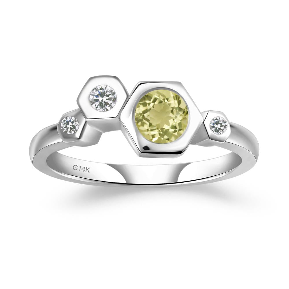 Unique Lemon Quartz Constellation Ring - LUO Jewelry #metal_14k white gold