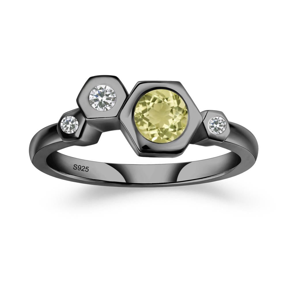 Unique Lemon Quartz Constellation Ring - LUO Jewelry #metal_black finish sterling silver