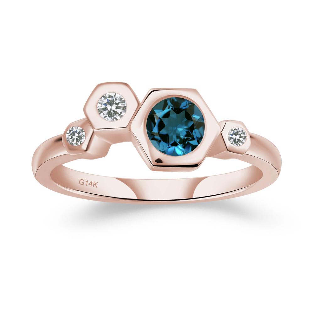 Unique London Blue Topaz Constellation Ring - LUO Jewelry #metal_14k rose gold