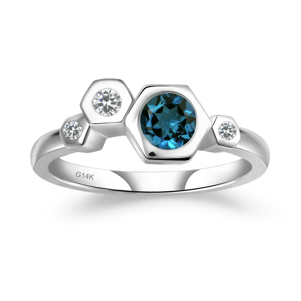 Unique London Blue Topaz Constellation Ring - LUO Jewelry #metal_14k white gold