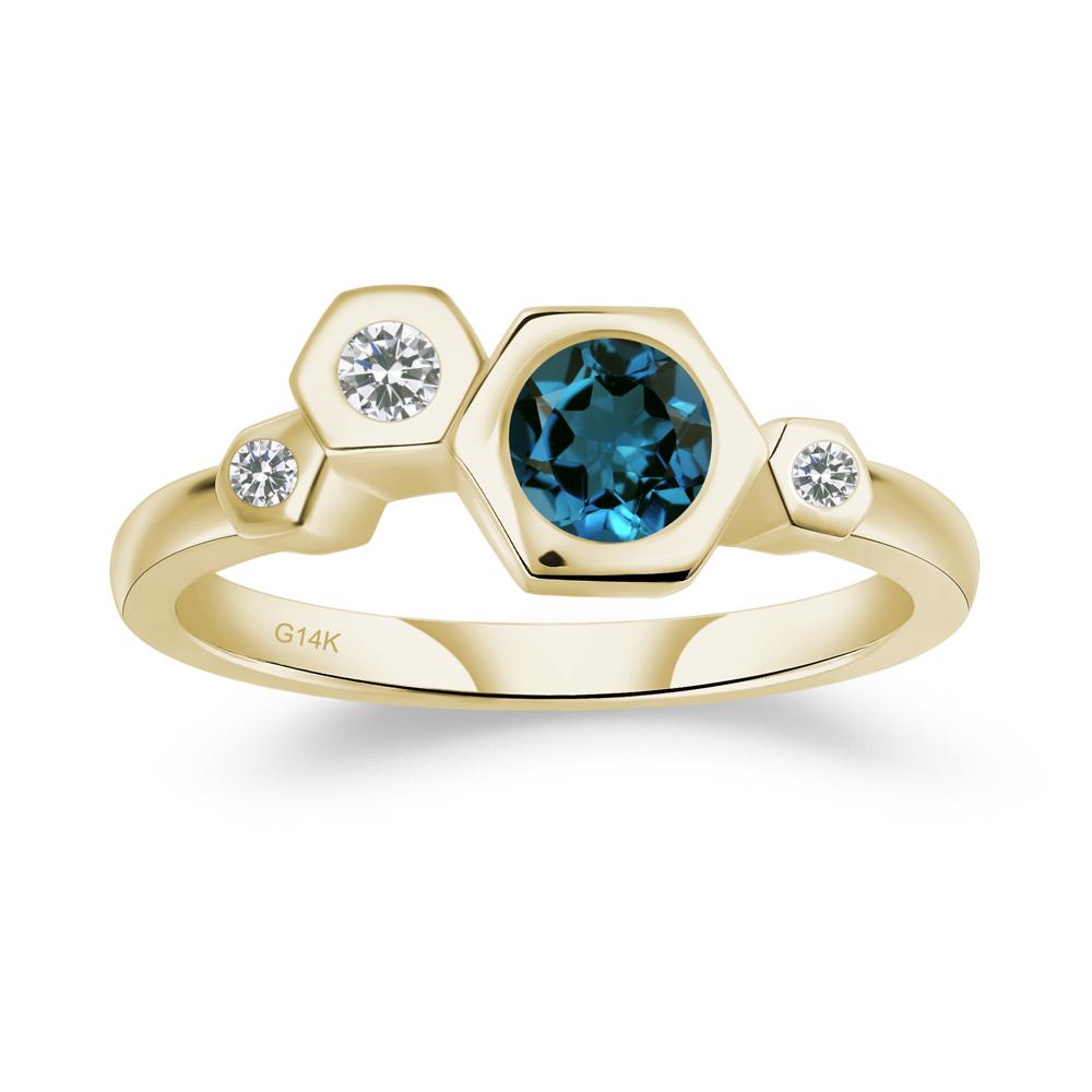 Unique London Blue Topaz Constellation Ring - LUO Jewelry #metal_14k yellow gold