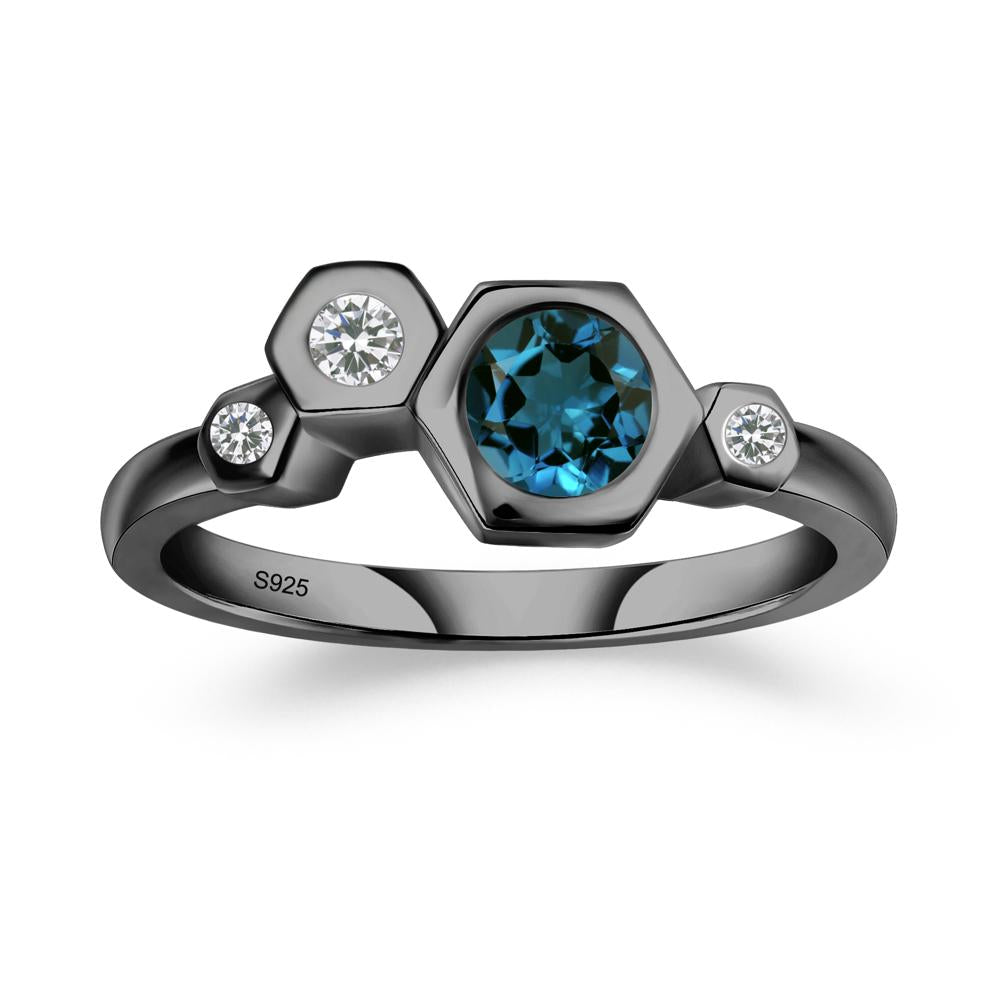 Unique London Blue Topaz Constellation Ring - LUO Jewelry #metal_black finish sterling silver