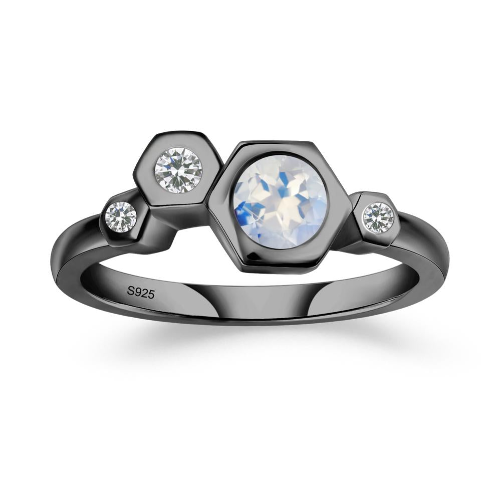 Unique Moonstone Constellation Ring - LUO Jewelry #metal_black finish sterling silver