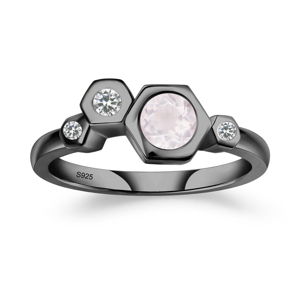 Rose Quartz Constellation Engagement Ring - LUO Jewelry #metal_black finish sterling silver