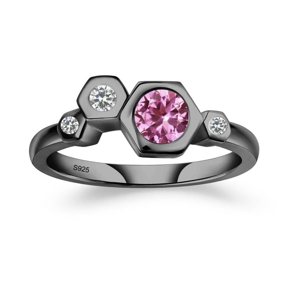 Unique Pink Sapphire Constellation Ring - LUO Jewelry #metal_black finish sterling silver