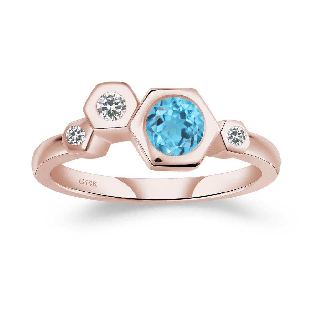 Unique Swiss Blue Topaz Constellation Ring - LUO Jewelry #metal_14k rose gold