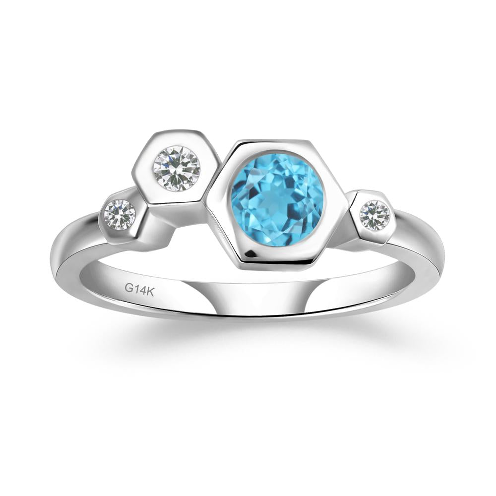 Unique Swiss Blue Topaz Constellation Ring - LUO Jewelry #metal_14k white gold